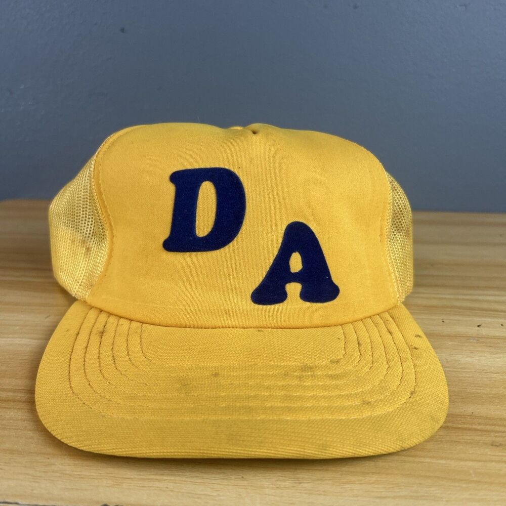 Vintage D A Yellow Blue Trucker Snapback Hat Cap